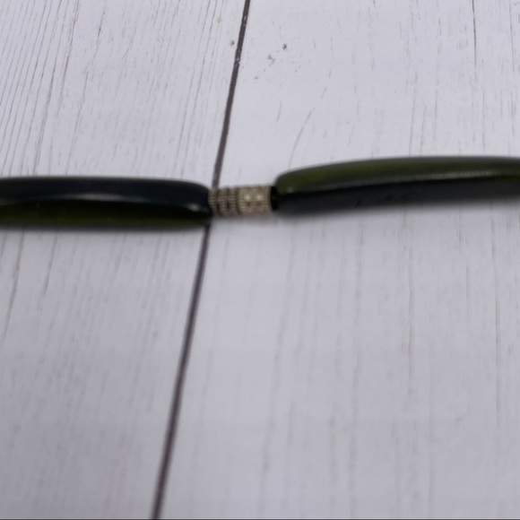 Necklace Dark Green Marbled Acrylic Pentagon Shaped Barrel Clasp 18" - Picture 3 of 10